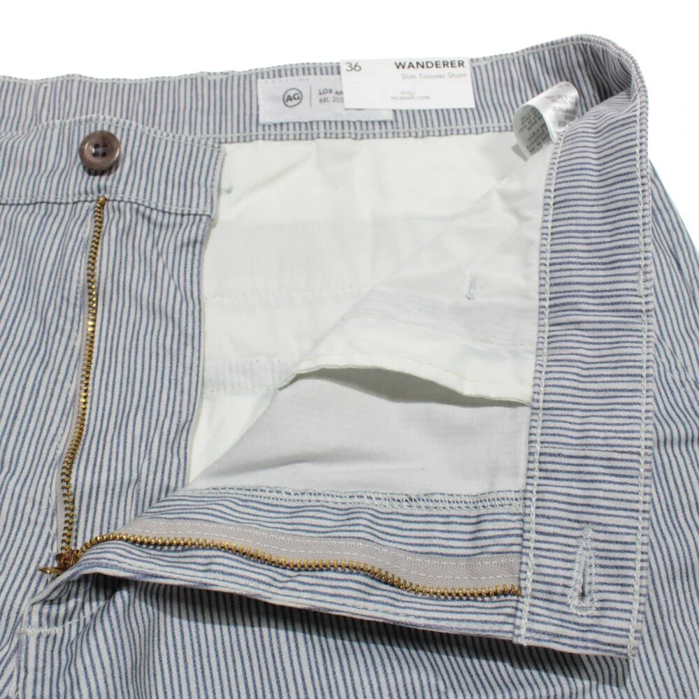 AG Adriano Goldschmied NWT Wanderer Slim Trouser Shorts Size 36 US Blue Stripes